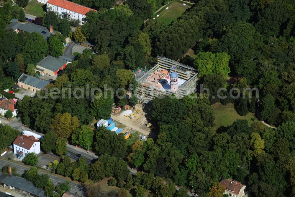 Berlin Biesdorf from above - Renovation and restoration work on the castle Biesdorf in the same park of Berlin Marzahn-Hellersdorf