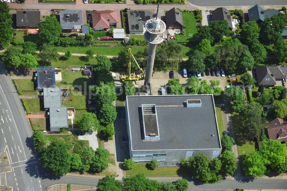 Aerial image Kaltenkirchen - Sanierungsarbeiten am Antennenträger- Mast auf dem Fernsehturm- Umsetzer- Relaisstation in Kaltenkirchen im Bundesland Schleswig-Holstein. Ausführende Firma war die Werner Diener GmbH