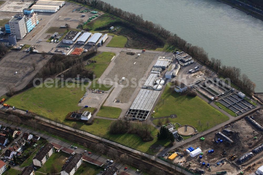 Aerial image Grenzach-Wyhlen - Remediation at the site of the former wastewater treatment plant of the chemical company BASF in Grenzach-Wyhlen in Baden -Wuerttemberg