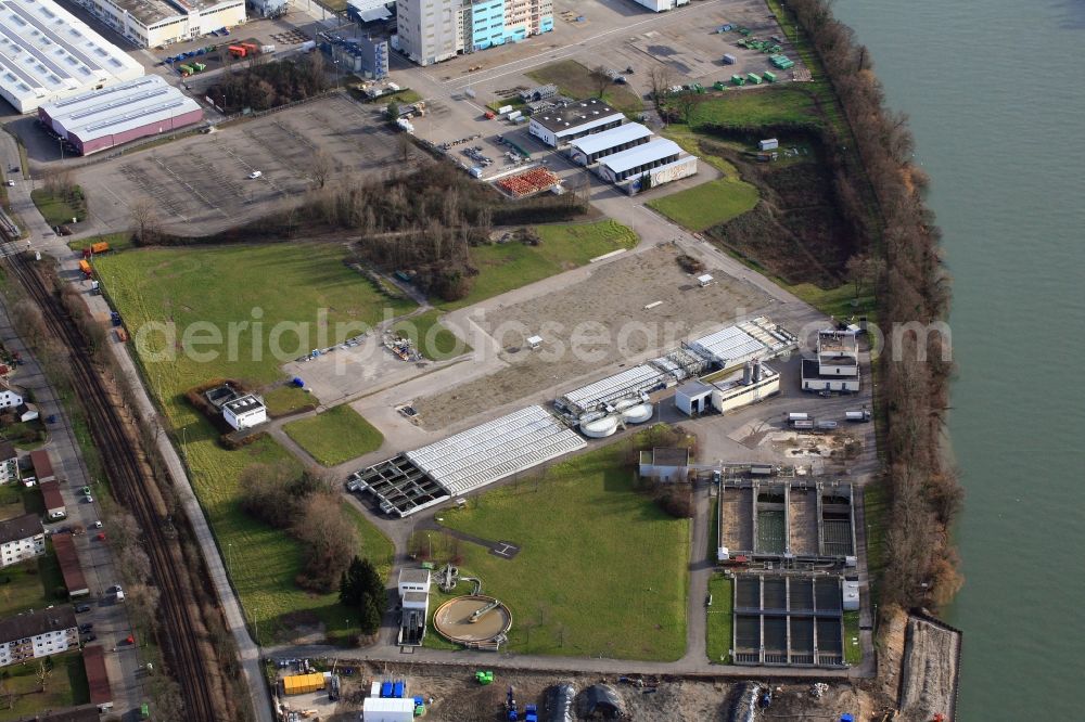 Aerial photograph Grenzach-Wyhlen - Remediation at the site of the former wastewater treatment plant of the chemical company BASF in Grenzach-Wyhlen in Baden -Wuerttemberg