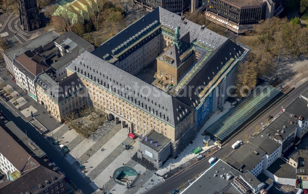 Aerial image Bochum - Town Hall building of the city administration on Willy-Brandt-Platz in Bochum in the state North Rhine-Westphalia, Germany