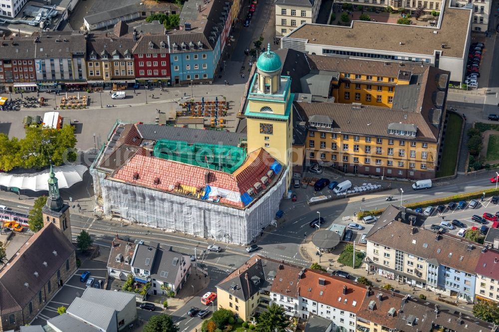 Witten from above - Renovation work on the building of the city administration - Town Hall in the district of Bommern in Witten in the state of North Rhine-Westphalia