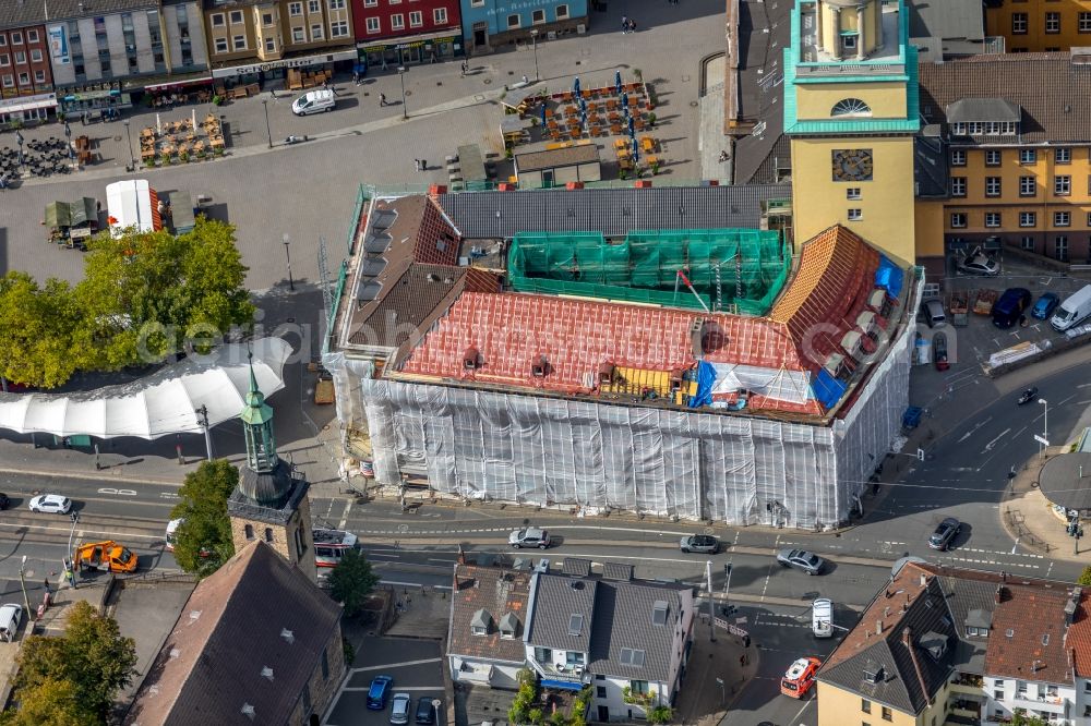 Aerial image Witten - Renovation work on the building of the city administration - Town Hall in the district of Bommern in Witten in the state of North Rhine-Westphalia