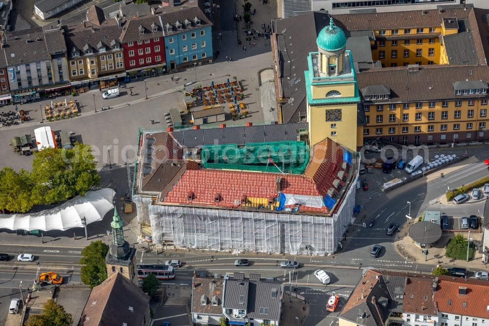 Aerial photograph Witten - Renovation work on the building of the city administration - Town Hall in the district of Bommern in Witten in the state of North Rhine-Westphalia