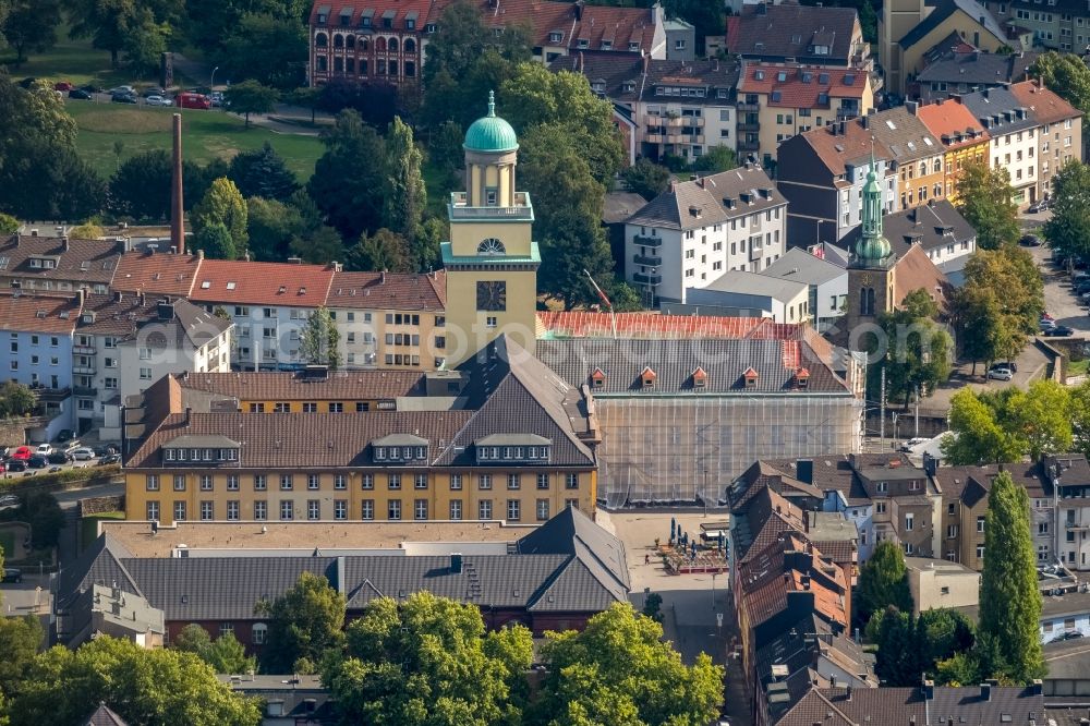 Aerial photograph Witten - Renovation work on the building of the city administration - Town Hall in the district of Bommern in Witten in the state of North Rhine-Westphalia