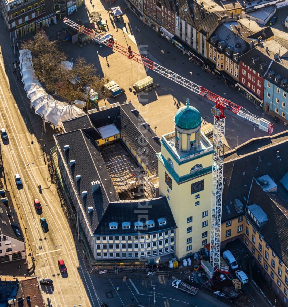 Aerial photograph Witten - Renovation work on the building of the city administration - Town Hall in the district of Bommern in Witten in the state of North Rhine-Westphalia