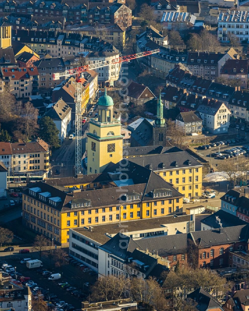 Aerial photograph Witten - Renovation work on the building of the city administration - Town Hall in the district of Bommern in Witten in the state of North Rhine-Westphalia