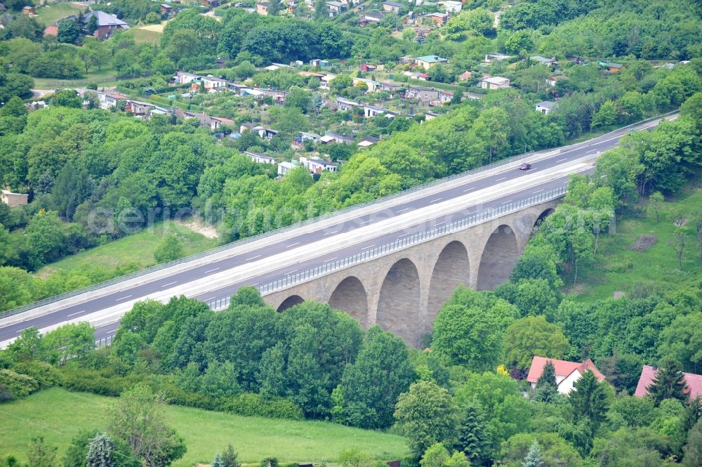 Eisenach from above - View the bridge Karolinentalbrücke at the old route of the BABA4 on behalf of the Roads and Transport Authority of Thuringia. The works are being realised by the EUROVIA group