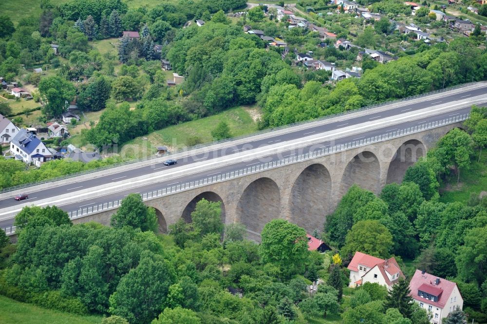 Eisenach from above - View the bridge Karolinentalbrücke at the old route of the BABA4 on behalf of the Roads and Transport Authority of Thuringia. The works are being realised by the EUROVIA group