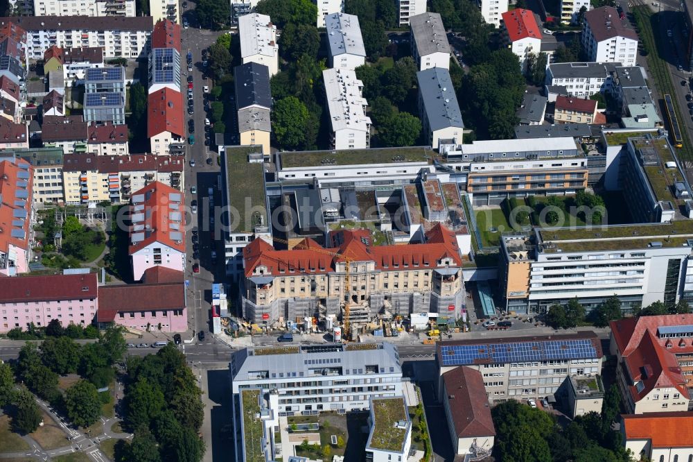 Aerial image Stuttgart - Construction site with reconstruction at the building Wilhelmhospital of Diakonie Klinikum in Stuttgart in the state Baden-Wurttemberg, Germany