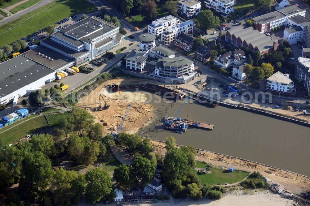 Wedel from the bird's eye view: View of rehablilitation measures at the Schulauer Port in Wedel in the state Schleswig-Holstein