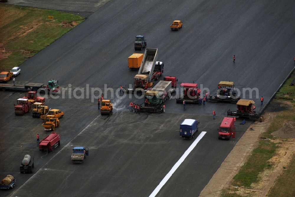 Aerial photograph Berlin - Remediation work at the start and runway of the airport Berlin Tegel TXL