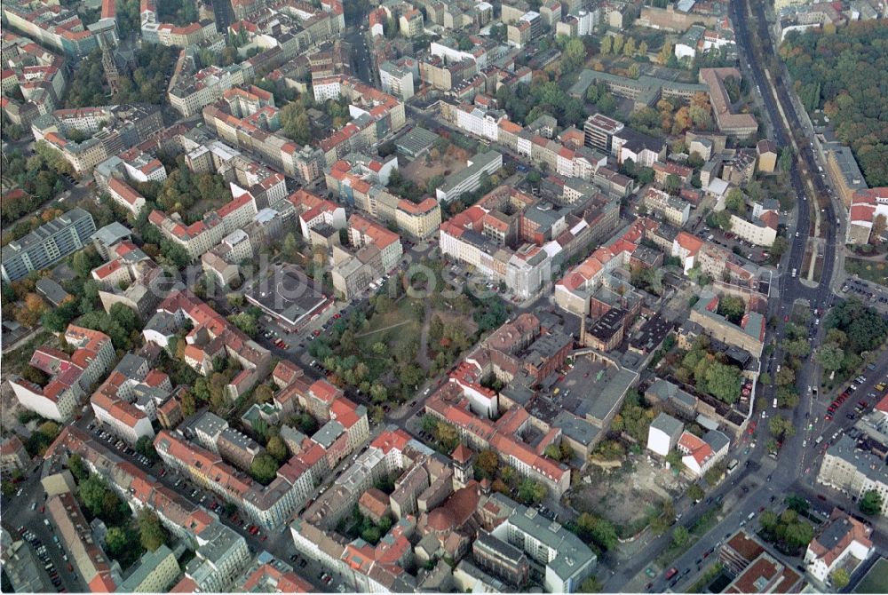 Aerial image Berlin - Redevelopment area in old residential area at the Teutoburger Platz in Berlin Prenzlauer Berg