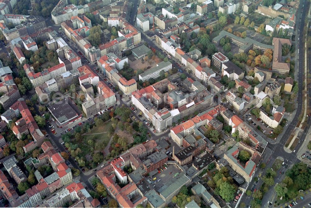 Aerial image Berlin - Redevelopment area in old residential area at the Teutoburger Platz in Berlin Prenzlauer Berg