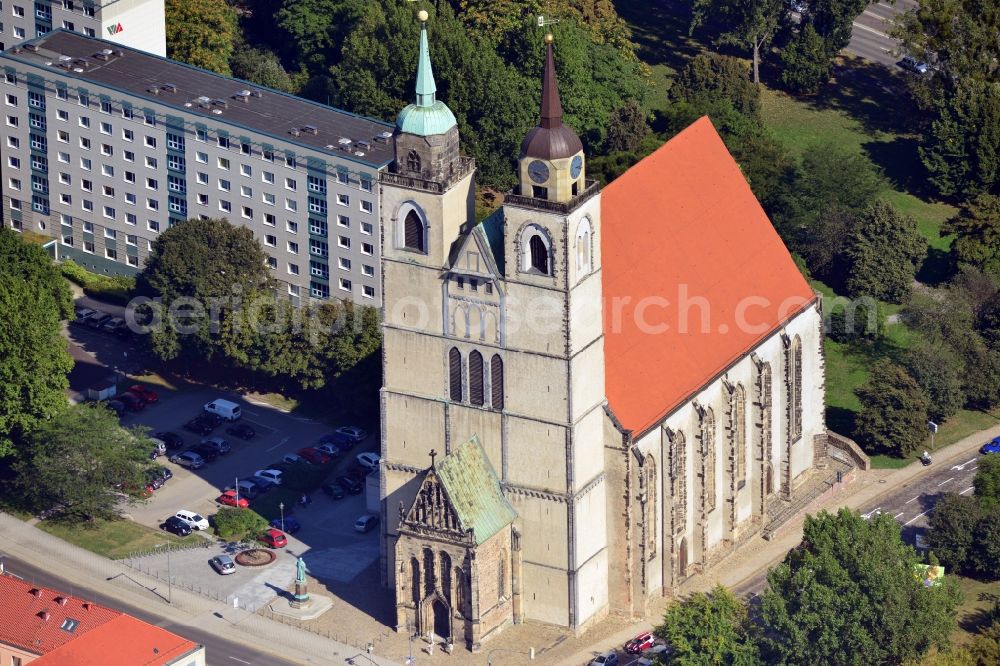 Aerial image Magdeburg OT Altstadt - View of theChurch Sankt Johannis in the district of Altstadt in Magdeburg in the state of Saxony-Anhalt