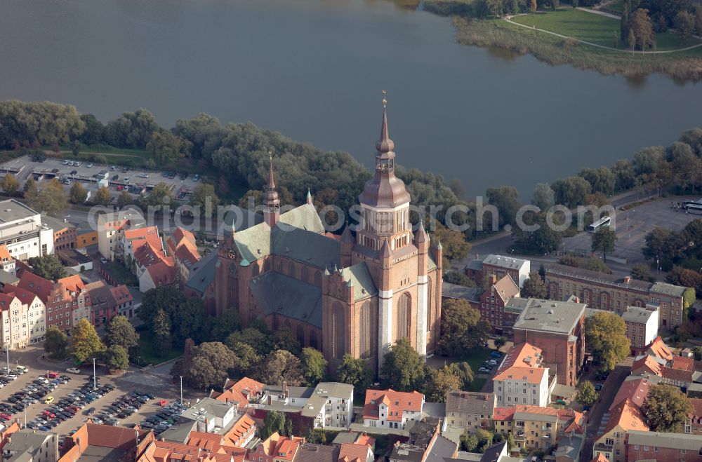 Aerial image Stralsund - Saint Mary's Church in the city of Stralsund in Mecklenburg-Vorpommern