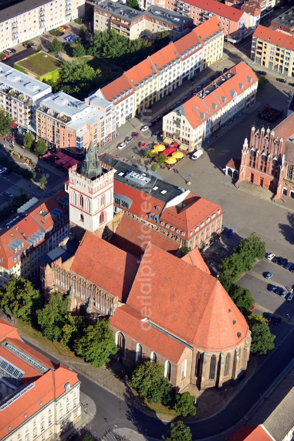 Aerial image Frankfurt Oder - View at the St. Mary's Church in the city of Frankfurt Oder