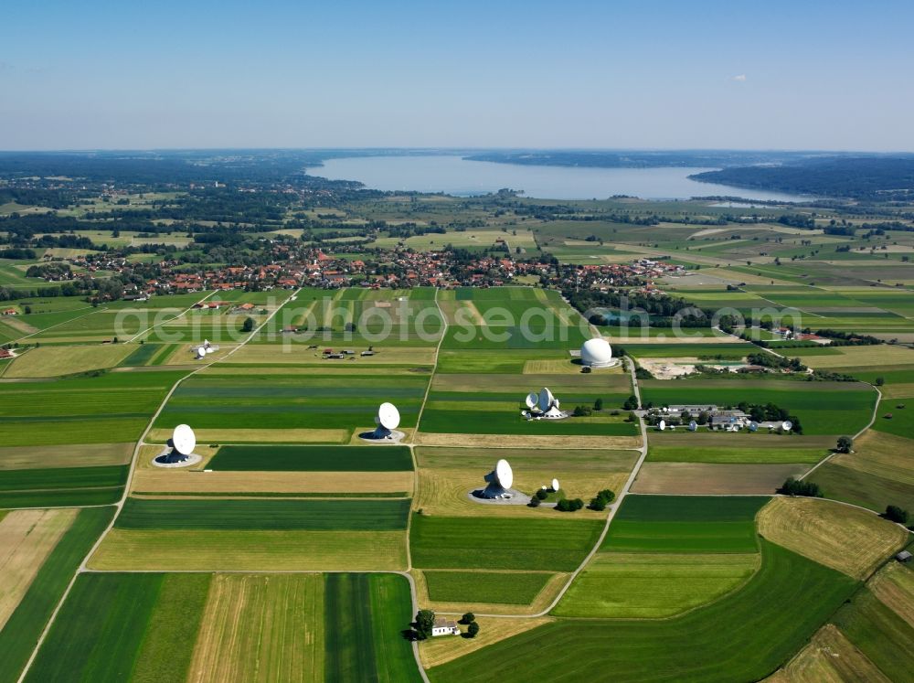 Raisting from the bird's eye view: The satellite field and the chapel at St. Johann Raisting in Bavaria