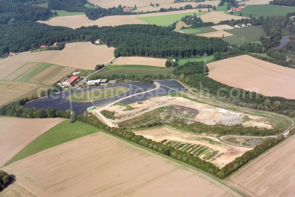 Hellsiek from the bird's eye view: View of the composite landfill Hellsiek, a landfill waste disposal GmbH Lippe in North Rhine-Westphalia