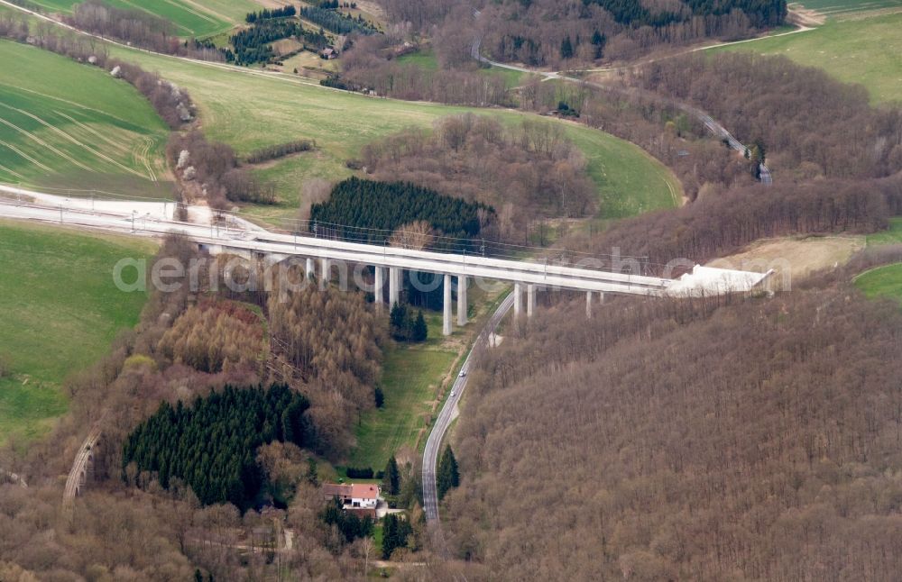 Aerial image Finneland - The bridge of the railway overpass Saubachtalbruecke in Finland in Saxony-Anhalt