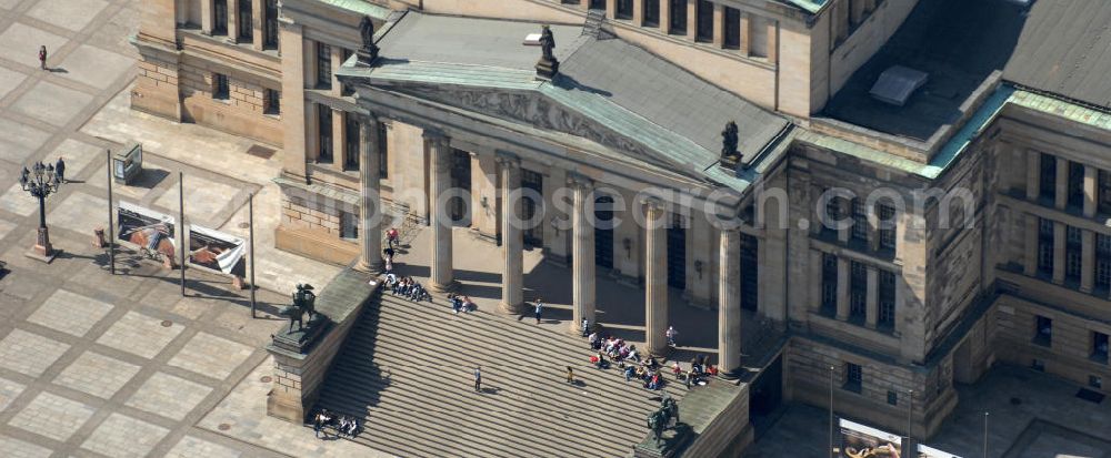 Aerial photograph Berlin - Berlin 28.04.210 Blick auf das Schauspielhaus Berlin / Konzerthaus am Gendarmenmarkt Berlin in Mitte. View of the concert hall situated on the Gendarmenmarkt square in the district Mitte.