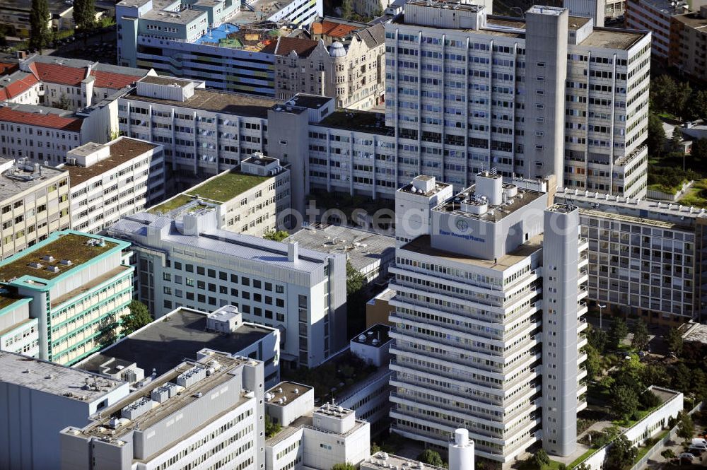 Berlin from above - Blick auf den Firmensitz der Bayer Schering Pharma an der Sellerstraße in Berlin-Wedding. View to the Schering company headquarter in the Berlin district Wedding.