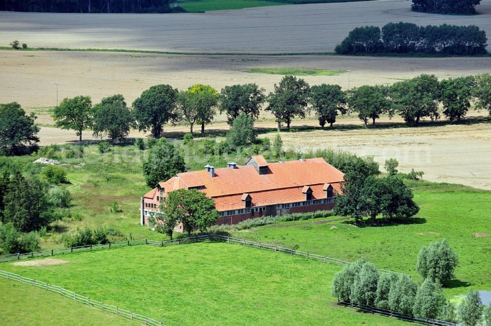 Schwasdorf from the bird's eye view: A barn in Poggelow, a district of the town of Schwasdorf in Mecklenburg Western Pomerania