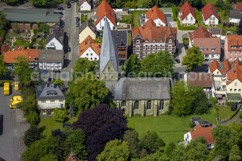 Soest from above - Leaning Tower of Old Church-St. Thomä in Soest in North Rhine-Westphalia