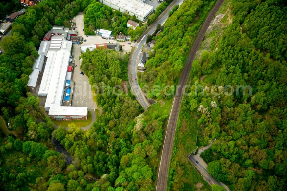 Gevelsberg from above - Track connections a railroad track in a railway tunnel - viaduct in Gevelsberg in the state North Rhine-Westphalia