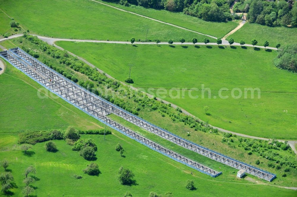 Hofheim am Taunus from the bird's eye view: Track connections a railroad track in a railway tunnel - viaduct in Hofheim am Taunus in the state Hesse