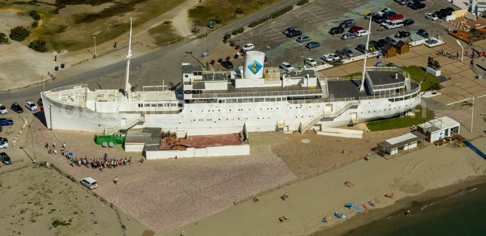 Aerial image Le Barcarès - View of the ship Lydia in Le Barcares in France