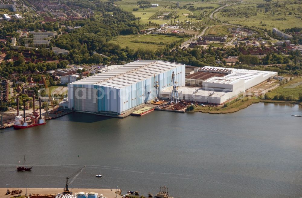 Wismar from the bird's eye view: Shipbuilding center shipyard Nordic Yards in Wismar in Mecklenburg - Western Pomerania