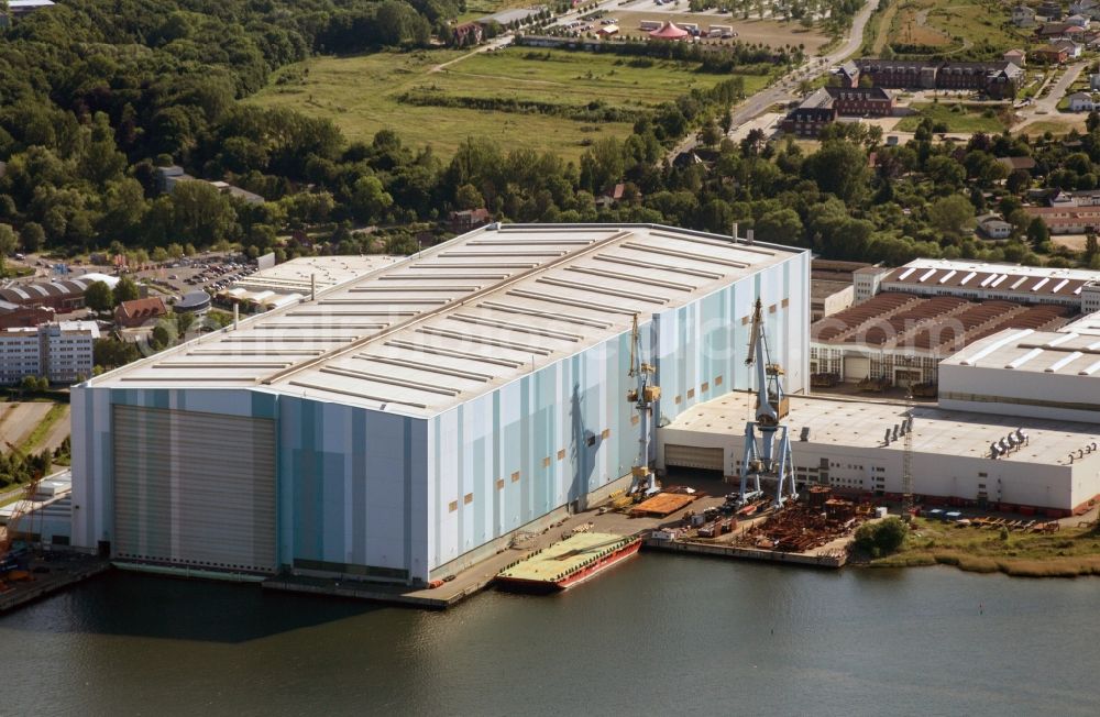 Aerial image Wismar - Shipbuilding center shipyard Nordic Yards in Wismar in Mecklenburg - Western Pomerania