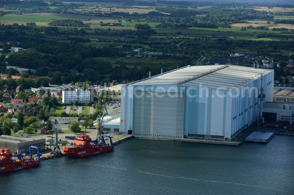 Wismar from the bird's eye view: Shipbuilding center shipyard Nordic Yards in Wismar in Mecklenburg - Western Pomerania