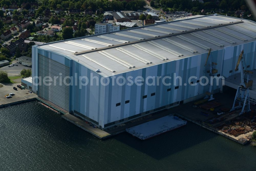 Aerial image Wismar - Shipbuilding center shipyard Nordic Yards in Wismar in Mecklenburg - Western Pomerania