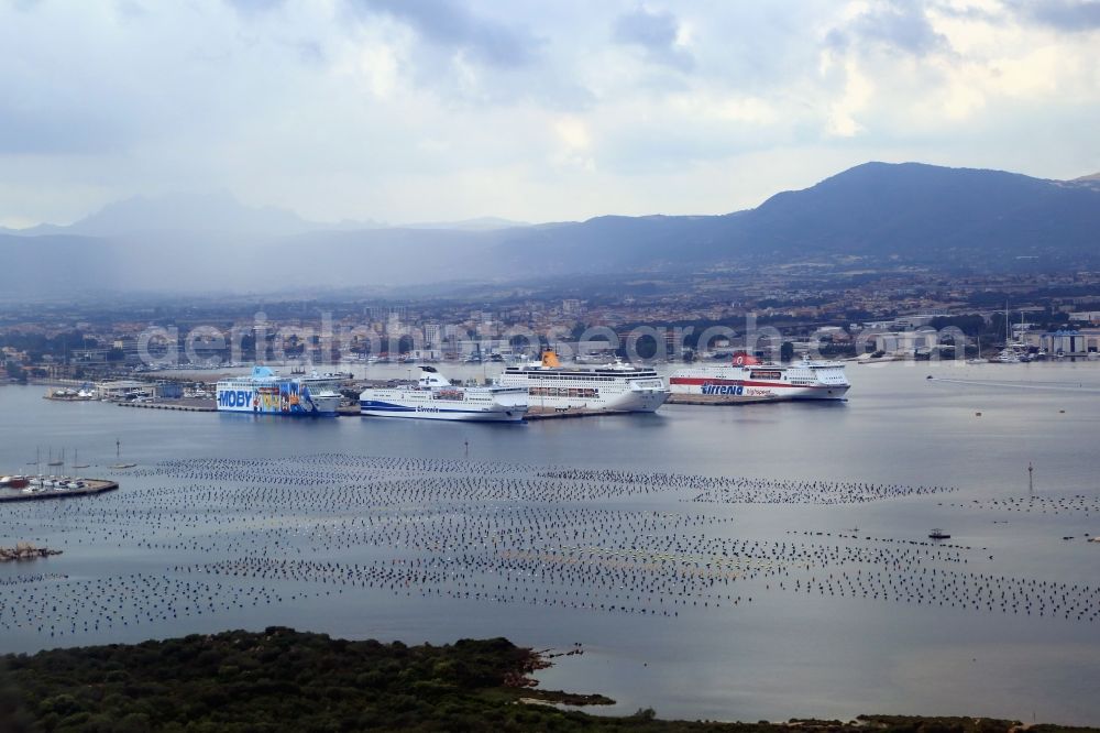 Aerial photograph Olbia - Ferries in the port of Olbia on the island of Sardinia in Italy