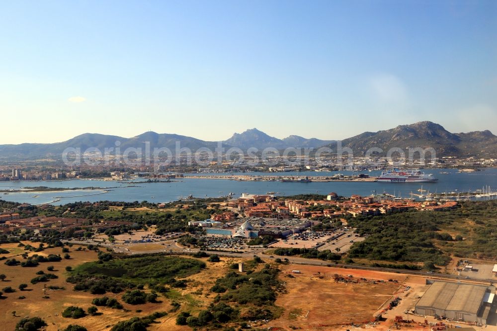 Olbia from the bird's eye view: Ferries in the port of Olbia on the island of Sardinia in Italy