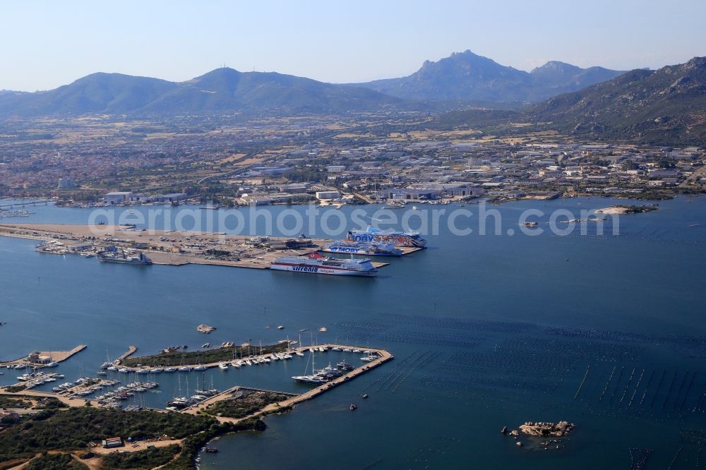 Aerial image Olbia - Ferries in the port of Olbia on the island of Sardinia in Italy