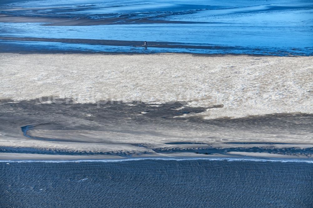 Süderoogsand from above - Ship wreck Ulpiano on Suederoogsand in Pellworm in the state Schleswig-Holstein, Germany