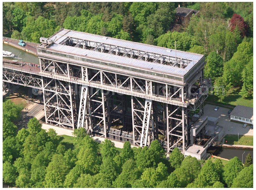 Niederfinow / BRB from above - Schiffshebewerk am Finowkanal mit Blick auf das Baugebiet des neuen Hebewerkes