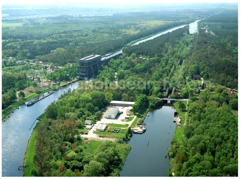 Niederfinow / BRB from above - Schiffshebewerk am Finowkanal mit Blick auf das Baugebiet des neuen Hebewerkes