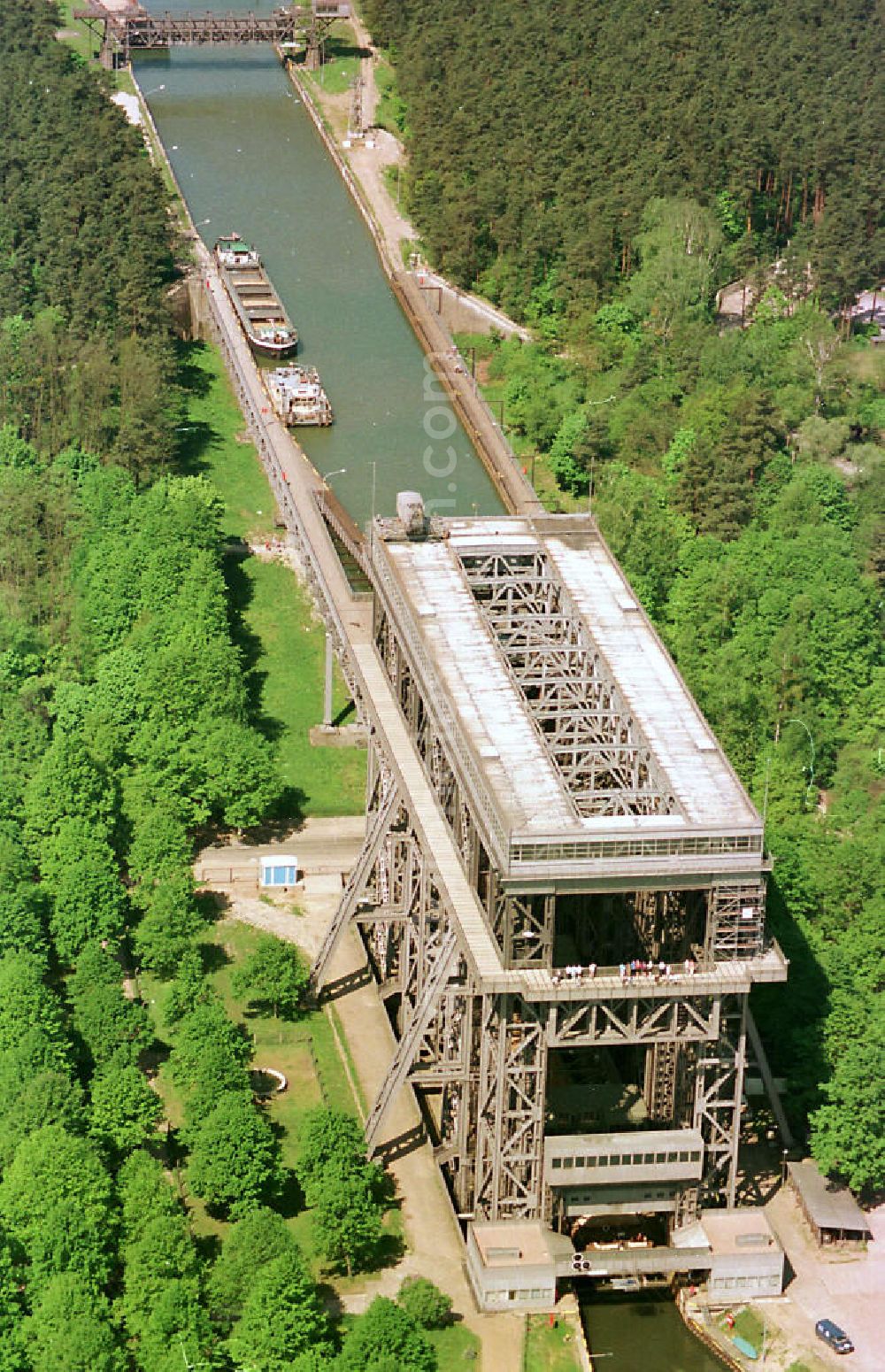 Aerial photograph Niederfinow / Brandenburg - Schiffshebewerk Niederfinow.