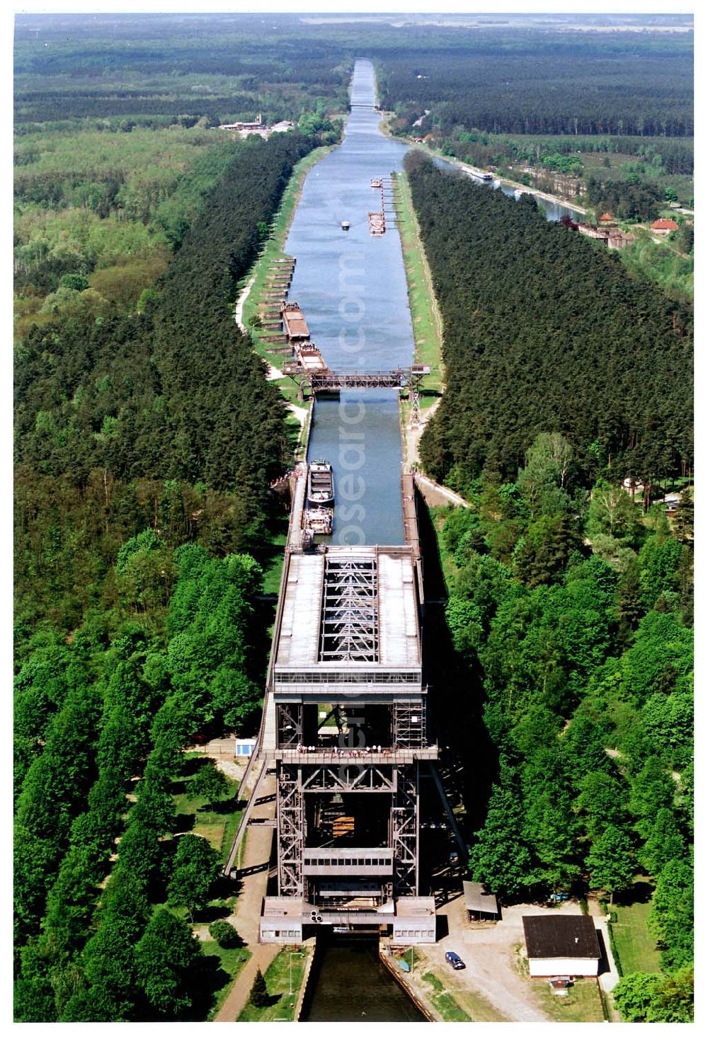 Aerial photograph Niederfinow / Brandenburg - Schiffshebewerk Niederfinow.