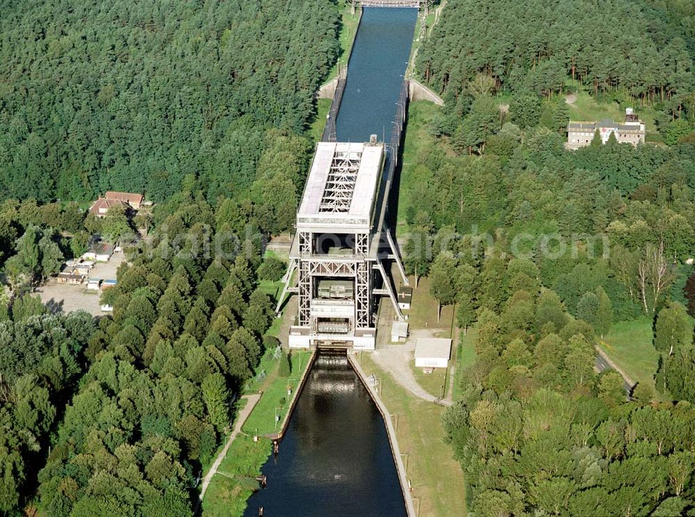 Niederfinow / Brandenburg from the bird's eye view: Schiffshebewerk Niederfinow.