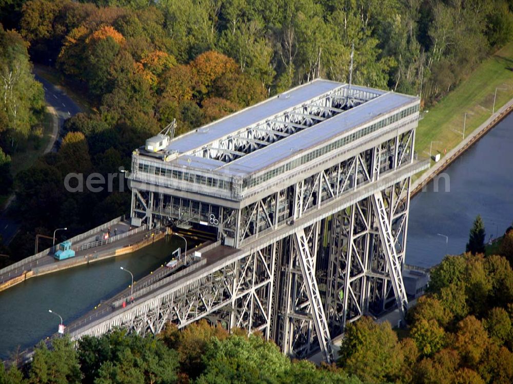 Finow/ Brandenburg from above - 13.10.2004 Blick auf das Schiffshebewerk in Niederfinow.