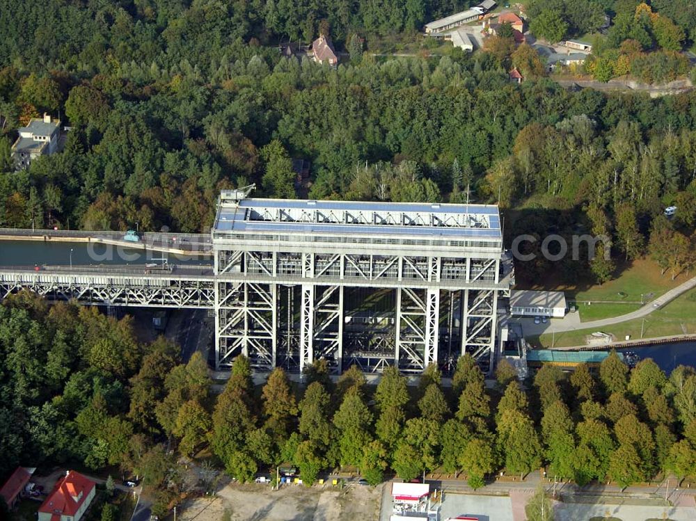 Aerial photograph Finow/ Brandenburg - 13.10.2004 Blick auf das Schiffshebewerk in Niederfinow.