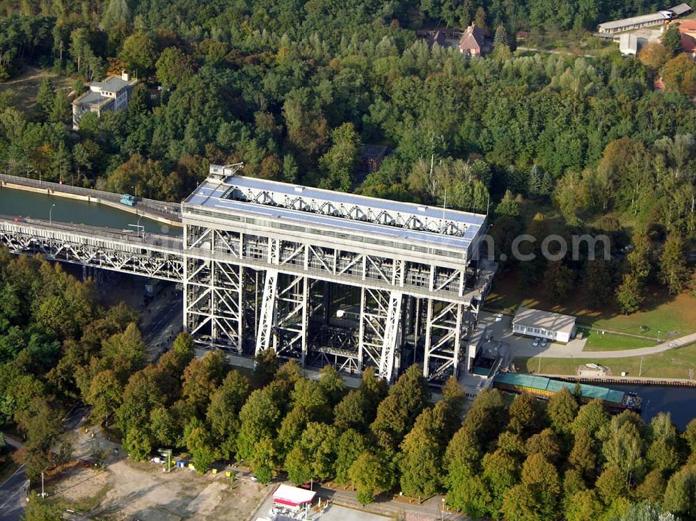 Finow/ Brandenburg from above - 13.10.2004 Blick auf das Schiffshebewerk in Niederfinow.