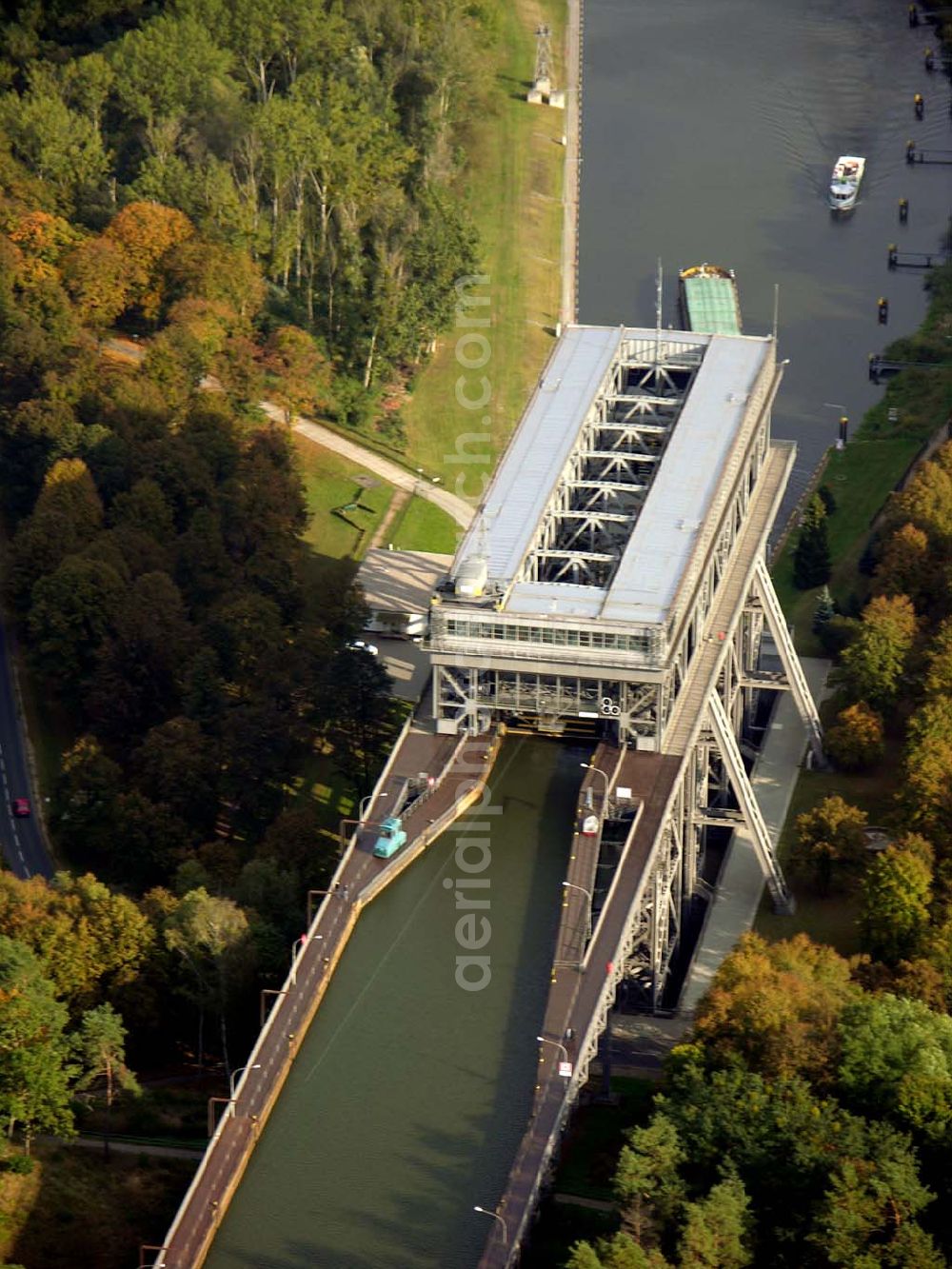 Aerial image Finow/ Brandenburg - 13.10.2004 Blick auf das Schiffshebewerk in Niederfinow.