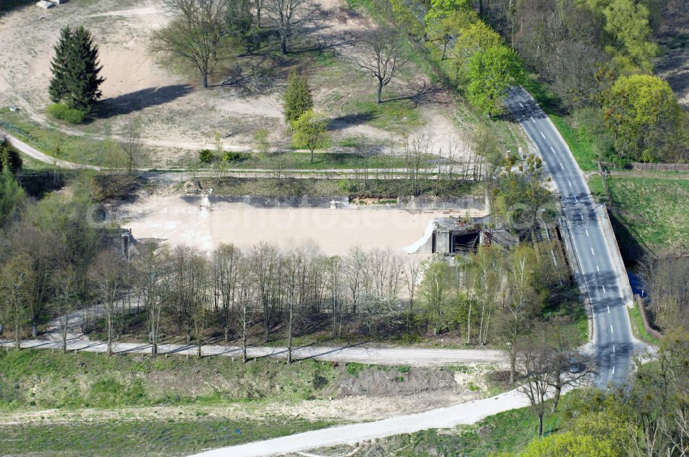 Aerial image Niederfinow - Blick auf das Areal des Schiffshebewerkes Niederfinow. Der Bund stellt 285 Millionen Euro für den Bau eines neuen Schiffshebewerkes bereit, welches die seit 1934 arbeitende alte, unter Denkmalschutz stehende Anlage ablösen soll.