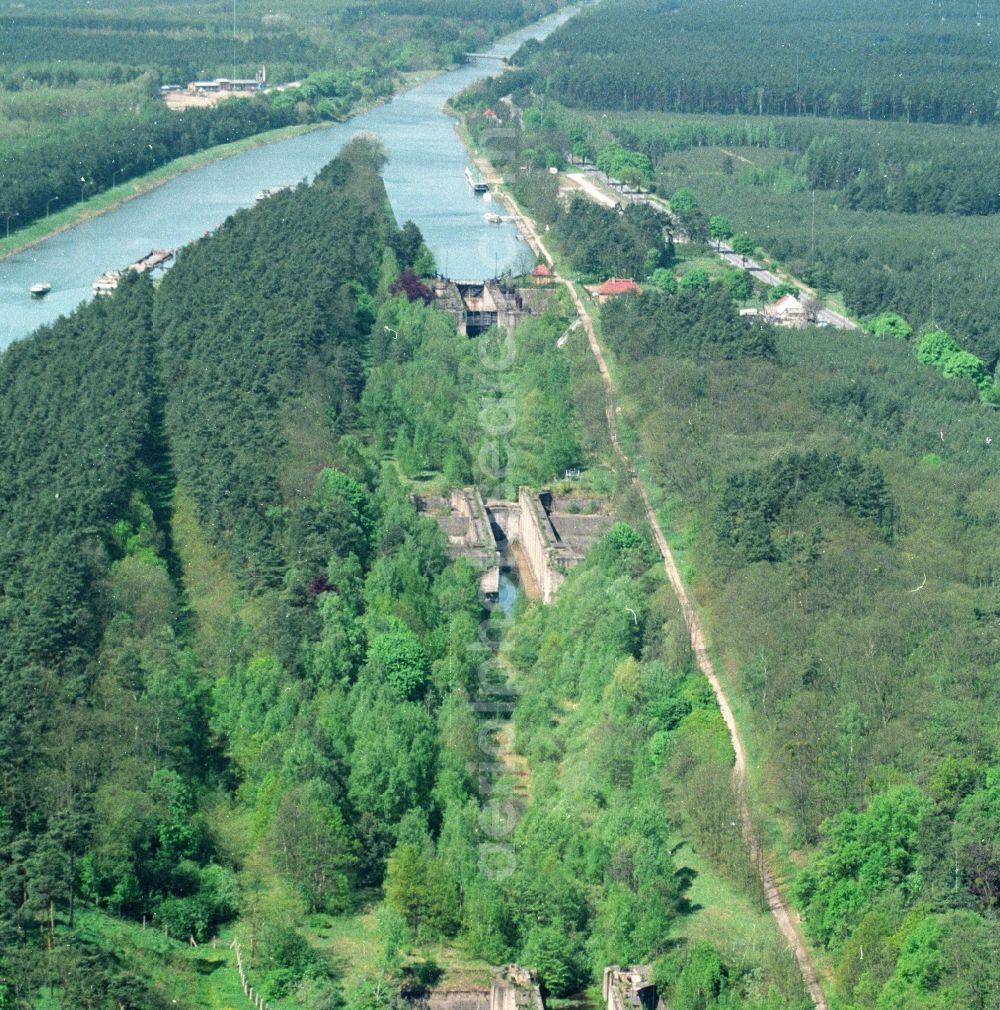 Aerial image Niederfinow - Ship-lifting equipment Niederfinow North on Finowkanal in Brandenburg